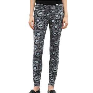 Kenzo Gray Black Blue Iridescent Floral Zip Ankle Stretch Skinny Jeans Sz 38 / 8